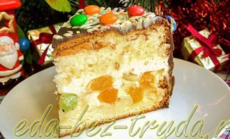 Новогодний бисквитный торт рецепт